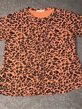 Mazik Orange Leopard Print Top